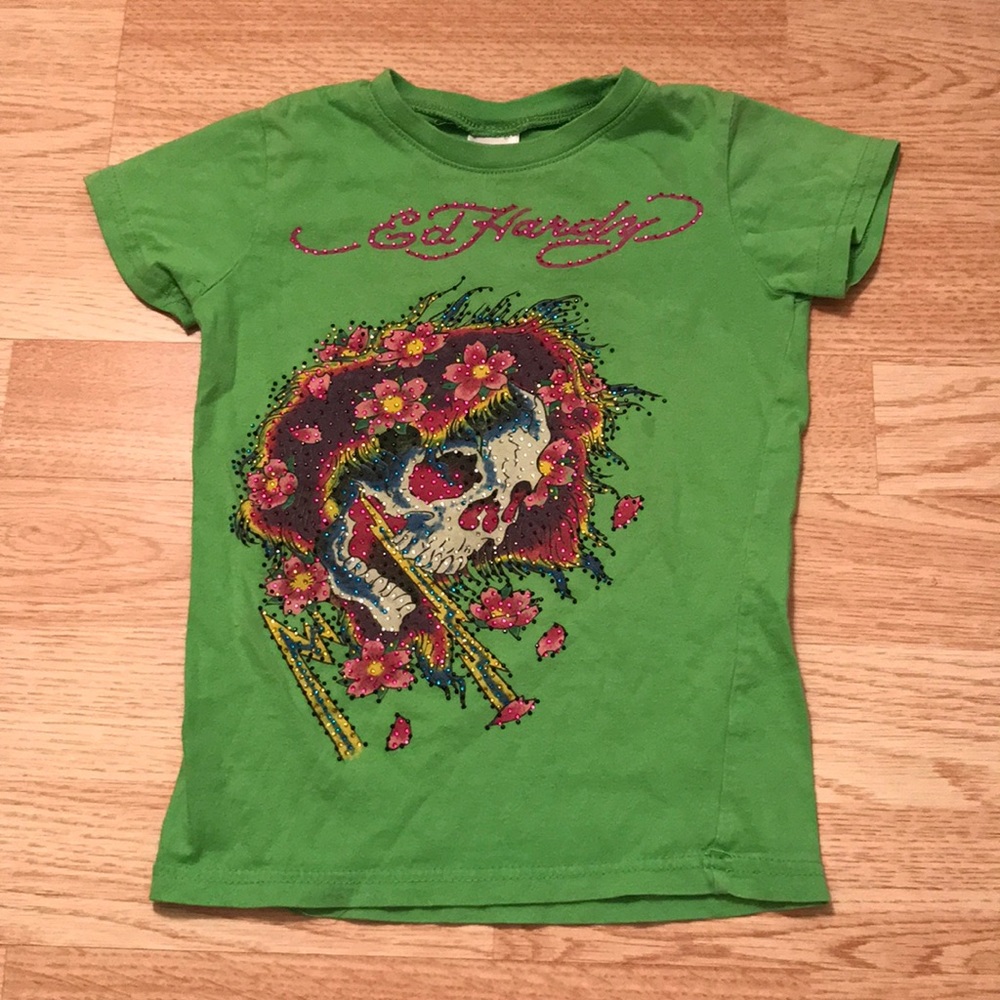 Vintage Rhinestoned Ed Hardy Kids Shirt 4/5T